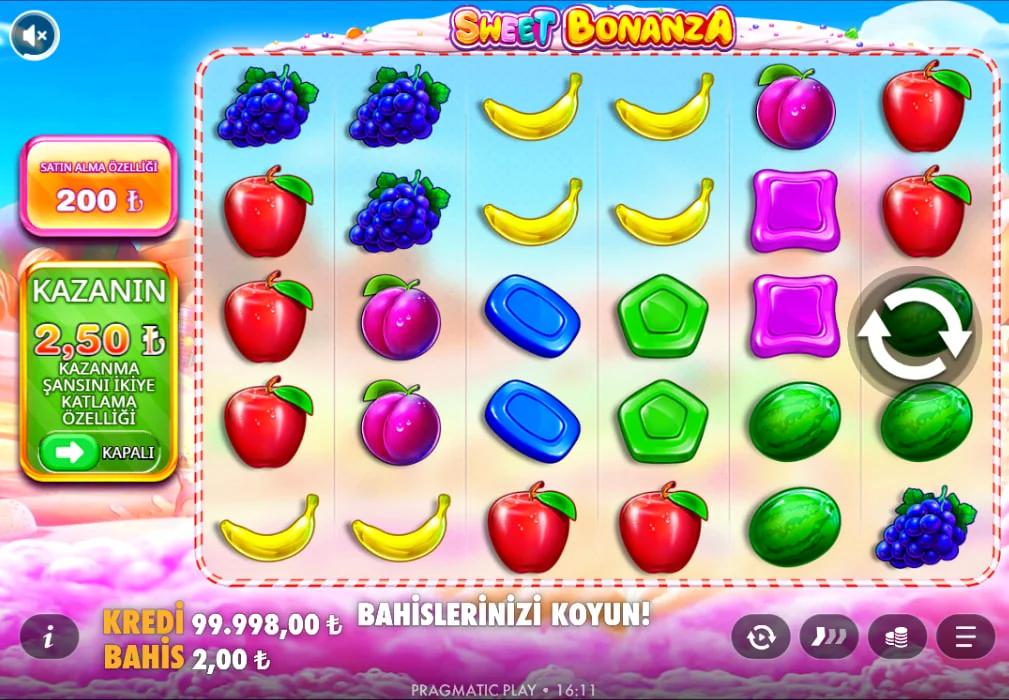 Sweet Bonanza Türkçe arayüz örneği — kazanç ve bahis ekranı